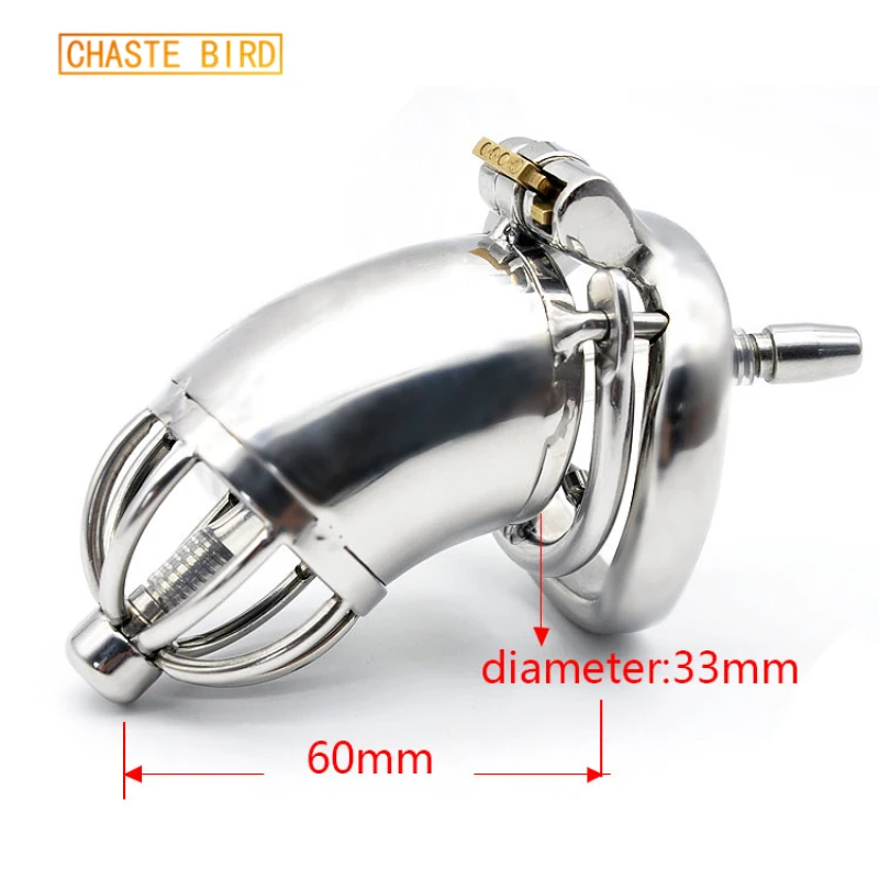 Chaste Bird Male Stainless Steel Cock Cage Penis Ring Chastity Device catheter with Stealth New Lock Adult Sex Toy A278