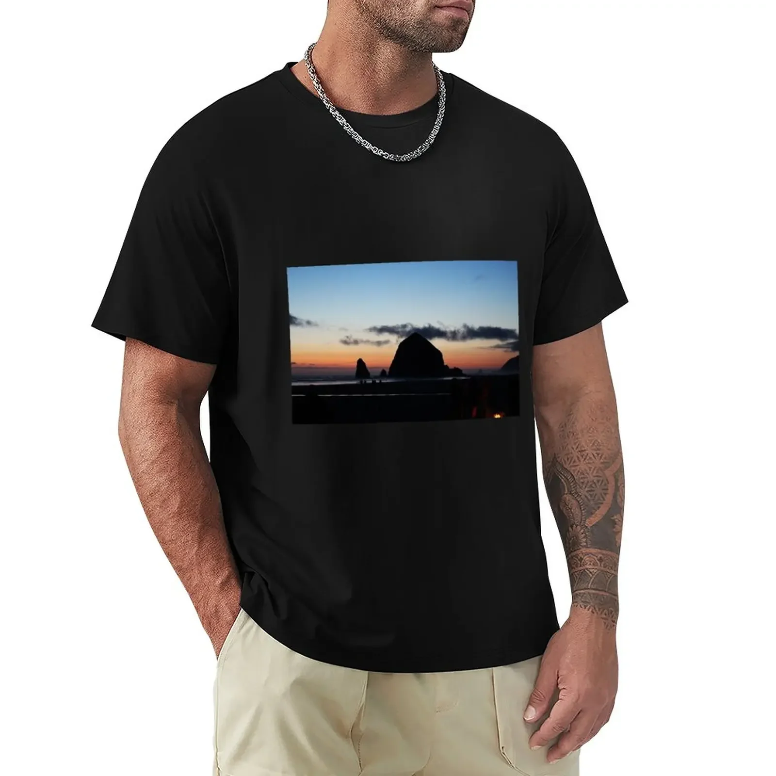 Sunset at Haystack Rock at Cannon Beach, OR T-Shirt