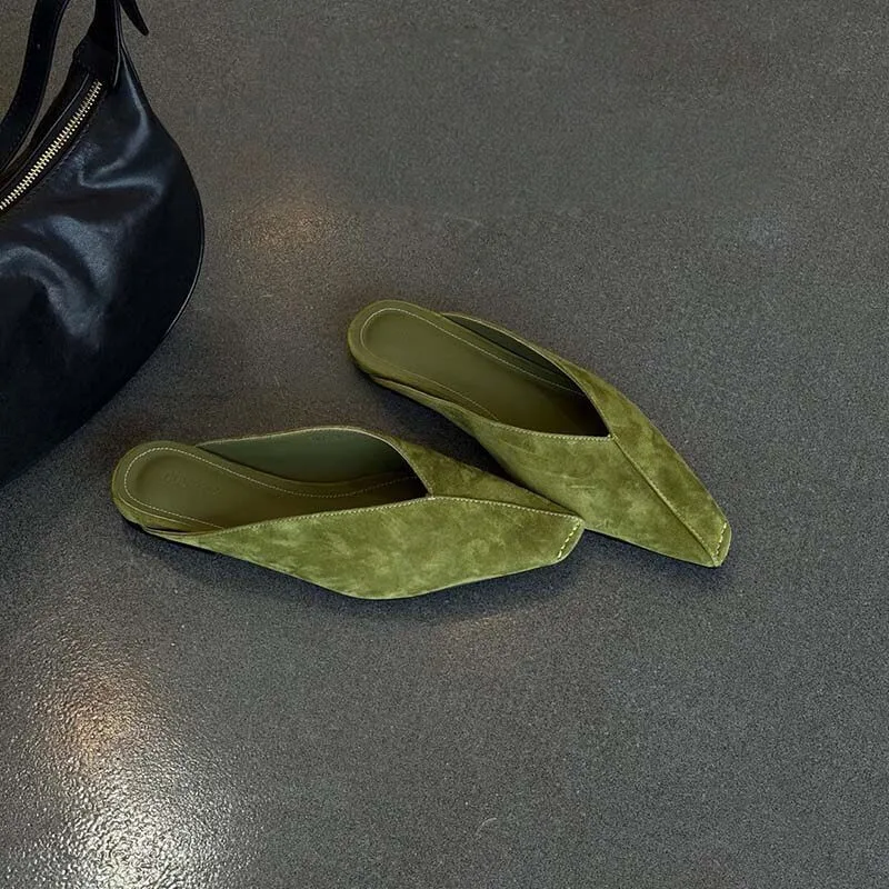 2026 Neue Französische Mule-Schuhe im Lazy-Stil für Damen, offene Halbslipper für Outdoor-Aktivitäten, elegante Pendlerschuhe