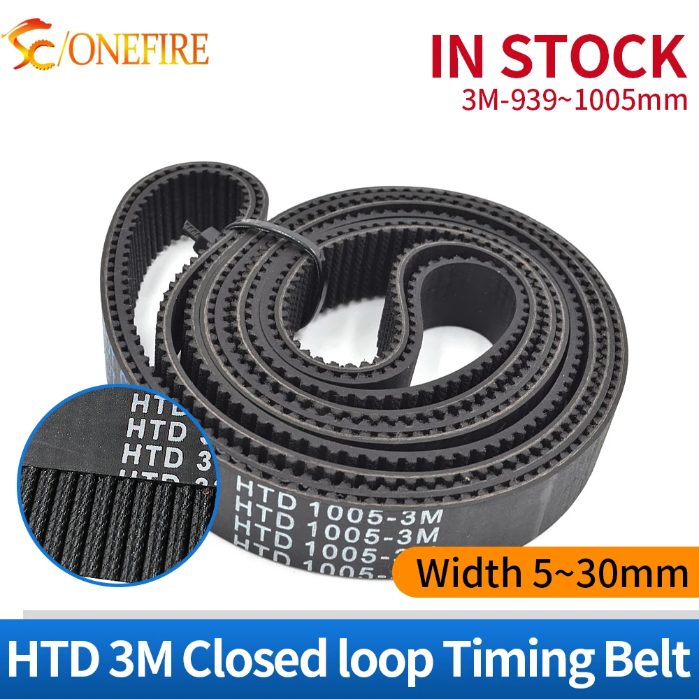ONEFIRE HTD 3M Timing belt Lp=939/945/948/954/960/966/990/996/1002/1005mm Width 5-30mm Rubber Timing Belt