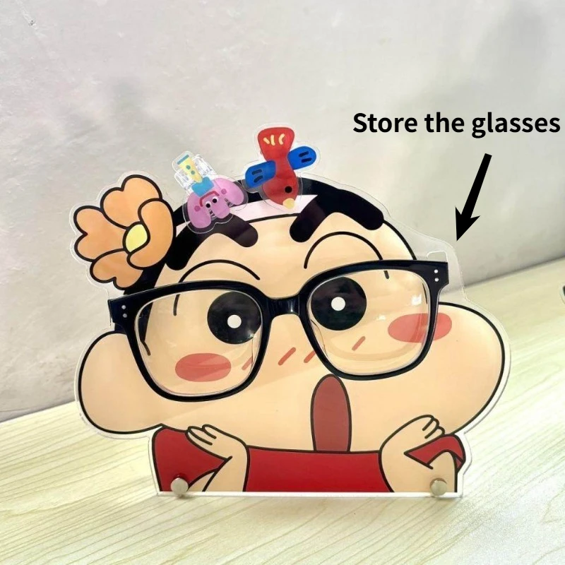 

New Cute Cartoon Crayon Shin Chan Glasses Stand Acrylic High Beauty Ornament Cute Jewelry Collection Multifunctional Gifts