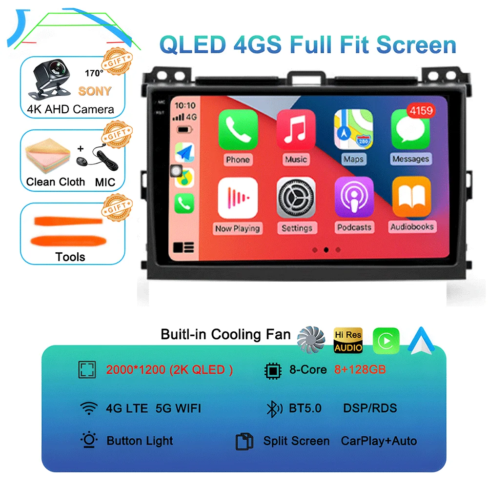Android 16 autoradio voor Toyota Land Cruiser Prado 120 3 III voor Lexus GX470 GX 470 J120 2002 - 2009 Multimedia Videospeler