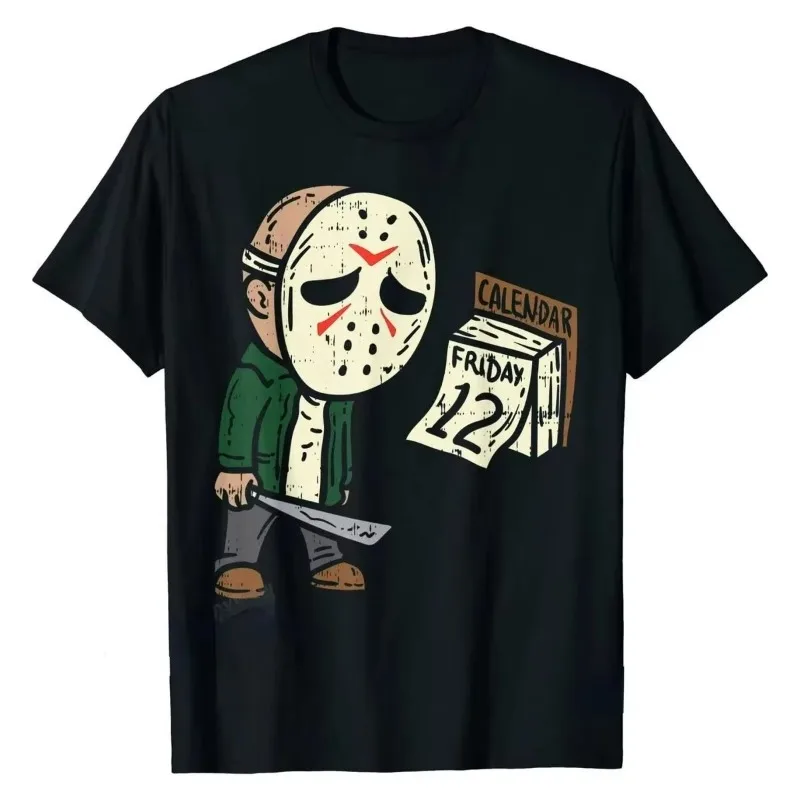 Friday 12th Halloween Horror Movie Humor T-Shirt for Women Funny Casual Short Sleeve Tops Oversize Women Tshirt Birthday Gift