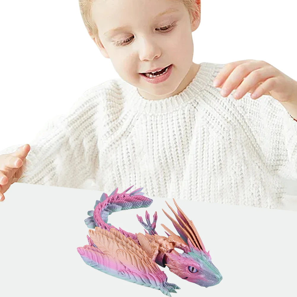 มังกรข้อต่อพร้อมปีกมังกรของเล่นสะสมสัตว์เลี้ยงตั้งโต๊ะตกแต่งบ้านสำนักงานของเล่นโต๊ะผู้บริหาร