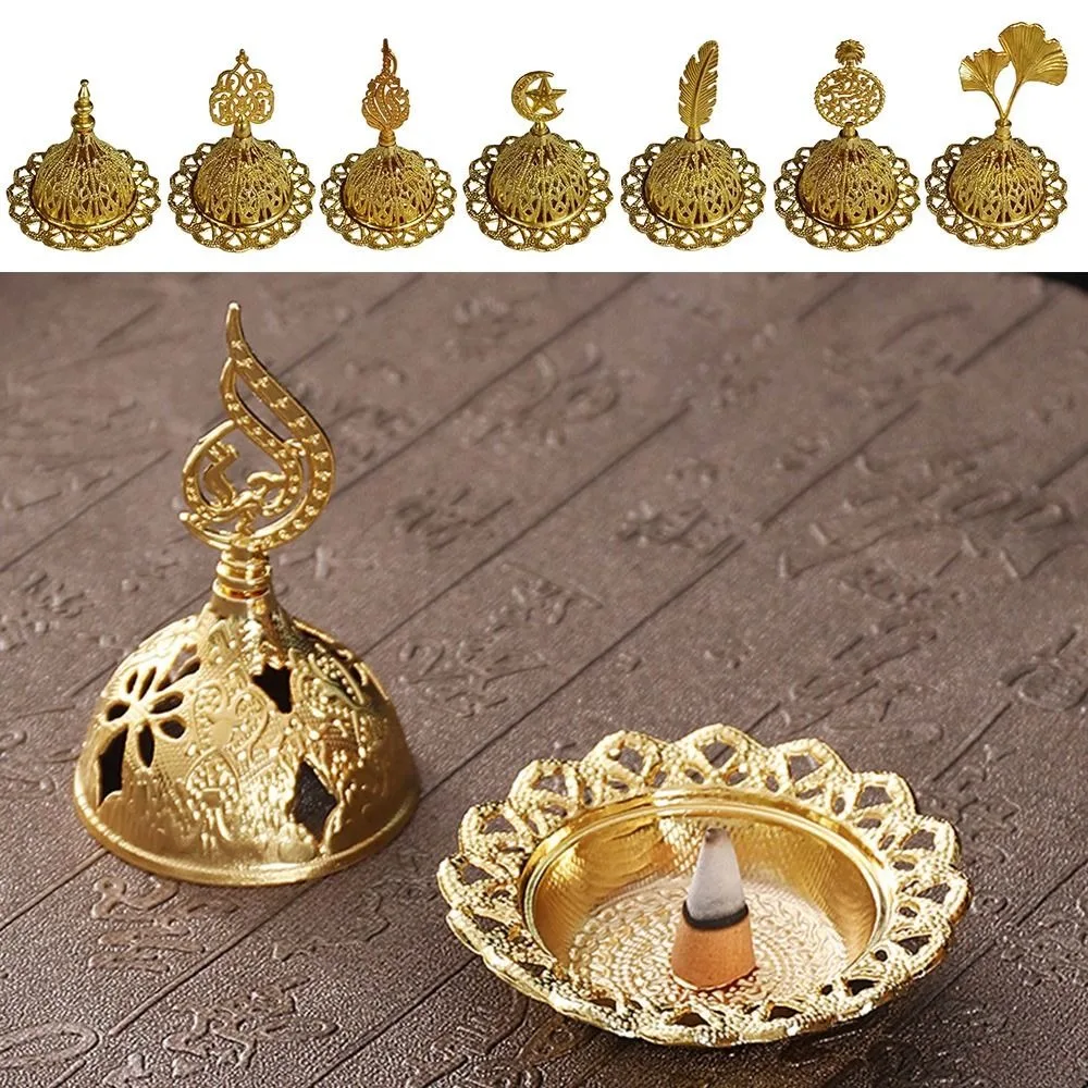 New Gold Incense Burner Metal Middle East Arab Incense Holder Star Moon Hollow Ornament Home Decoration