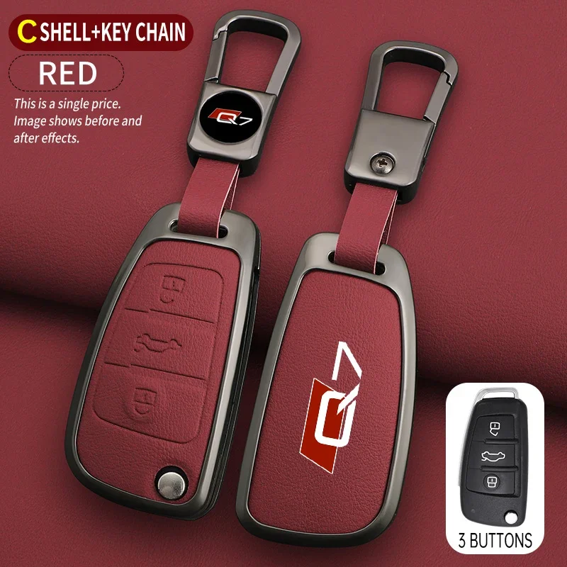 Zinken Legering Auto Sleutelhoesje Houder Shell Sleutelhanger Styling Voor Audi Q7 4m 4l 2016 2021 2022 Afstandsbediening Bescherming Auto Accessoires