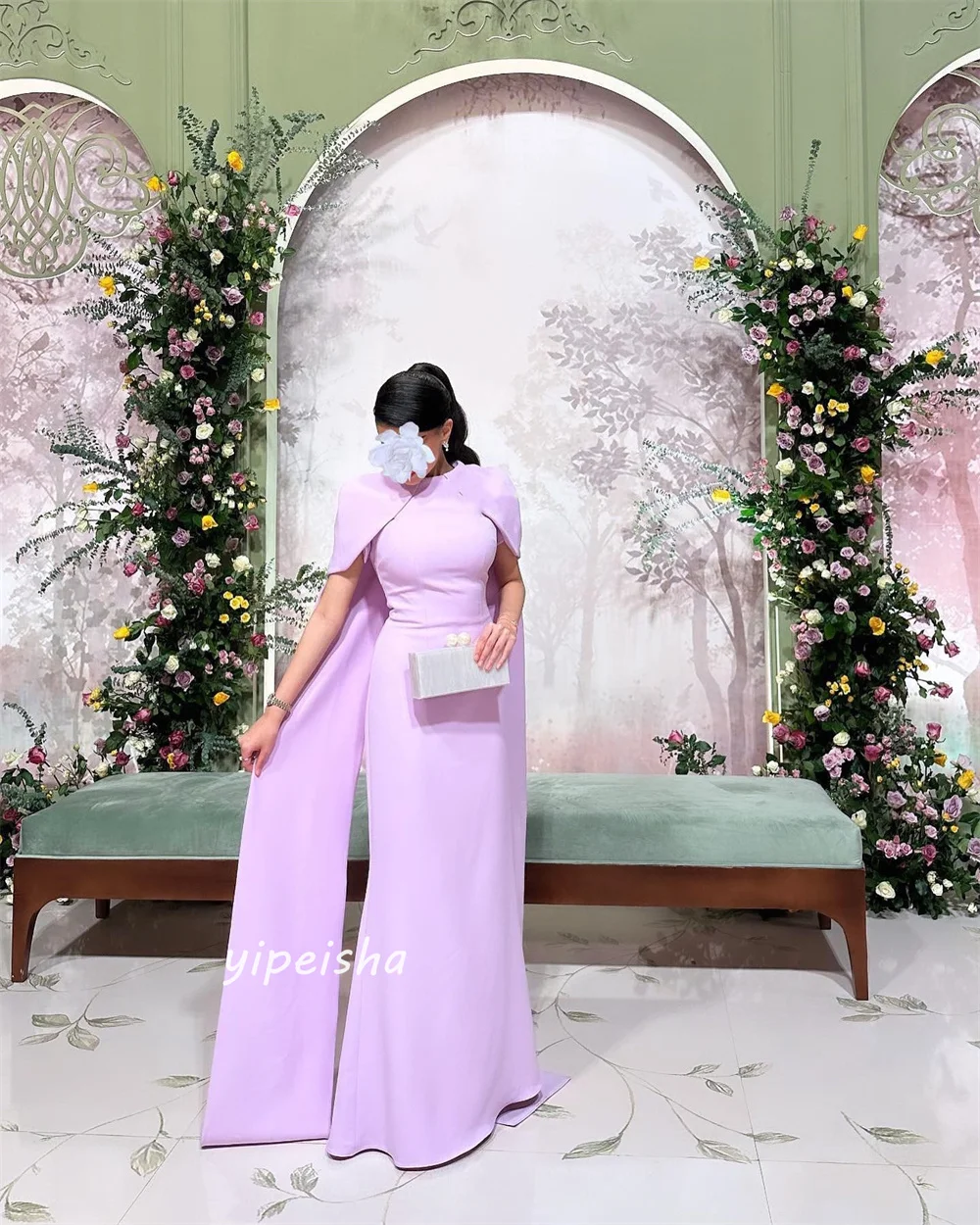 Customized Jiayigong Jersey Draped Pleat Engagement A-line O-Neck Bespoke Occasion Gown Long Dresses Saudi Arabia