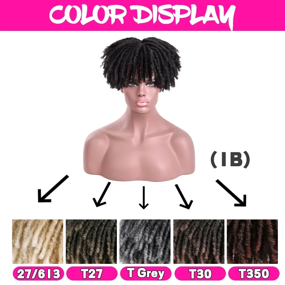 Synthetic Bun Topper Handmade Dread locs Hair Wig Ponytail 27-613 Ombre Dread locks Soft Short Wig Dreads for Men Women