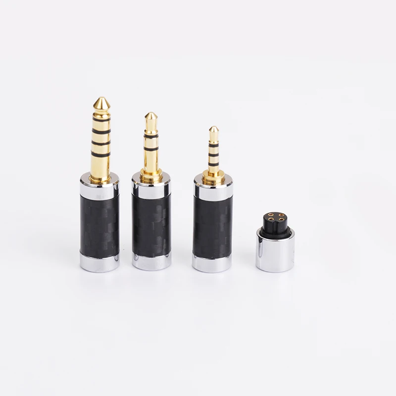 

Aluminum alloy mirror black carbon fiber 4.4mm 3.5mm 2.5mm headphone cable accessories diy one line three use four core female