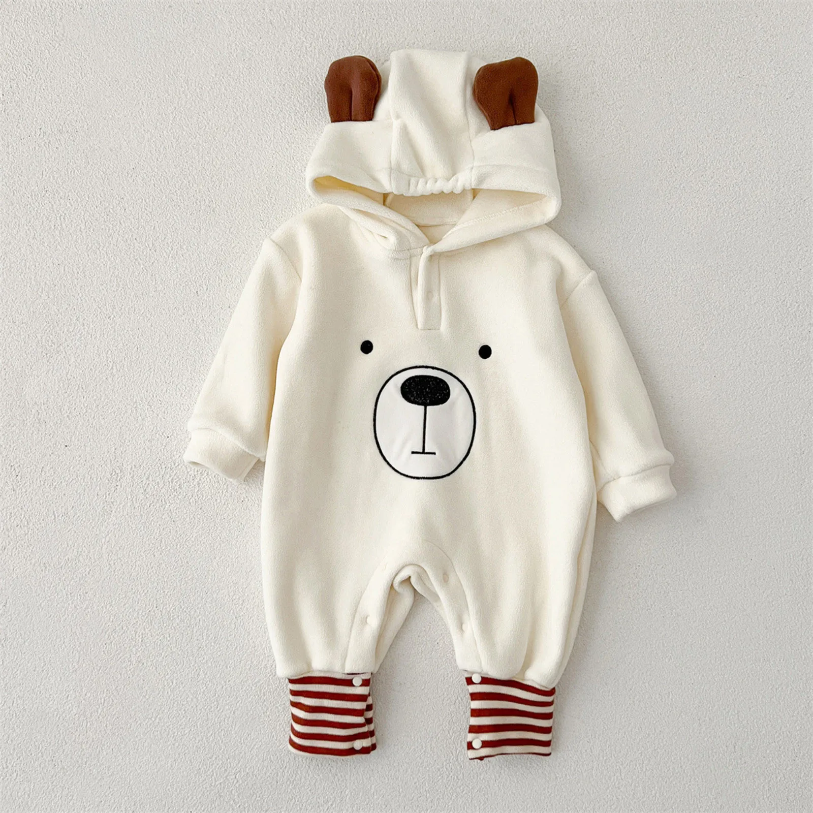 

Newborn Baby Girls Warm Bear Footie Rompers Baby Clothing Girls Cute Hooded Jumpsuit Spring Outerwear 0-24 Months Baby Outfits