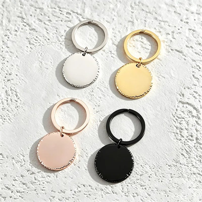 Stainless Steel Round Stamping Blanks Keychain Simple Keyring for DIY Accessoriess Gift