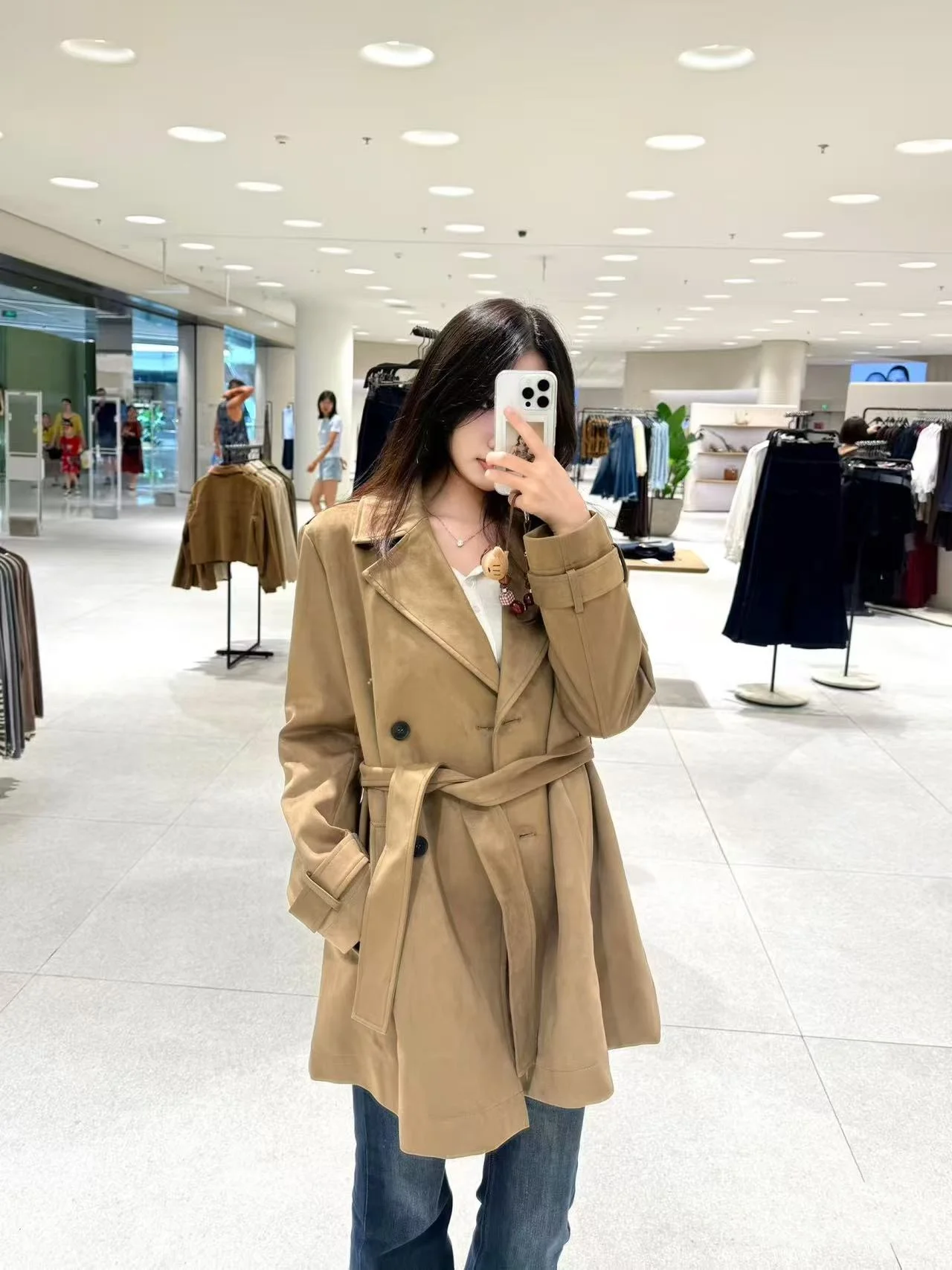 

Новое осеннее поступление, женская ветровка с эффектом застежки талии, обратная замша Fini и нагрудные kets Ele Commute...