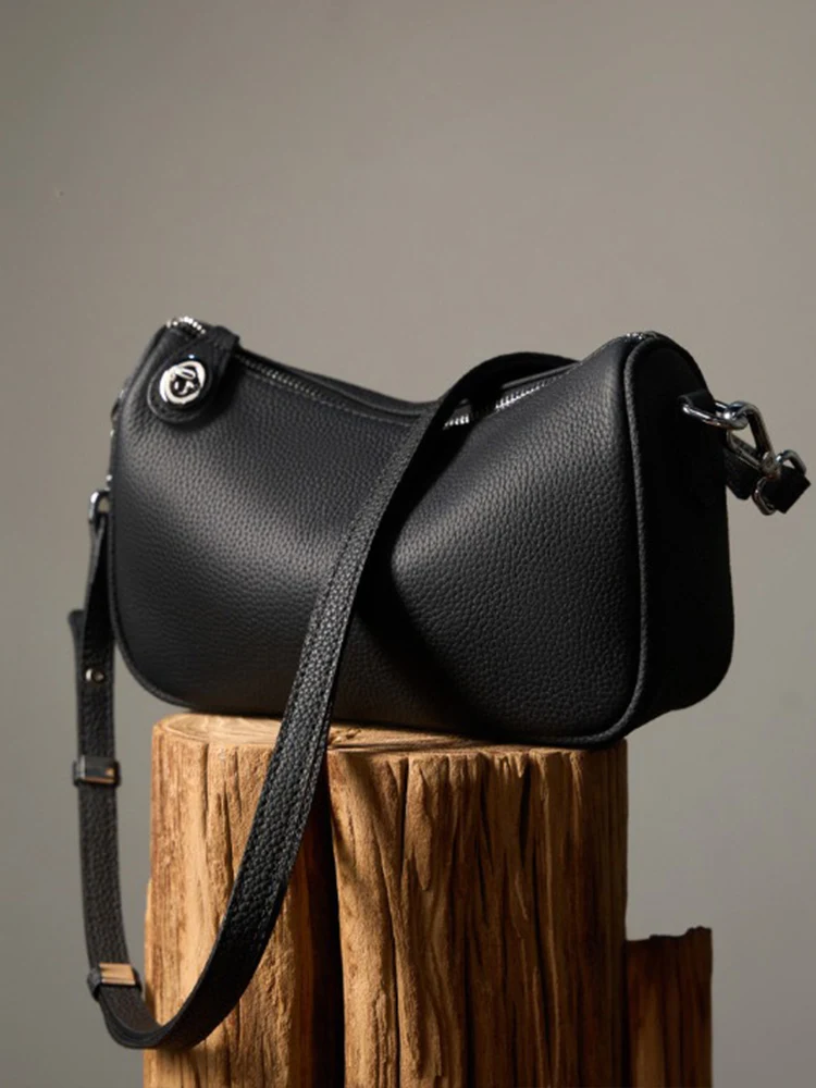 Zency damska miękka torba na ramię z prawdziwej skóry wysokiej jakości pojemne torby Hobo torebka czarny Khaki Crossbody proste modne torby — zdjęcie 3