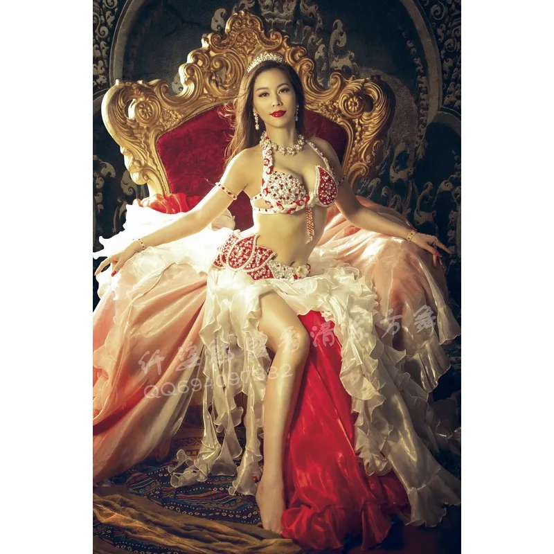 

customized bellydance costume gorgeous performance costumes big skirt set belly dancing bra difraces aldulto mujer