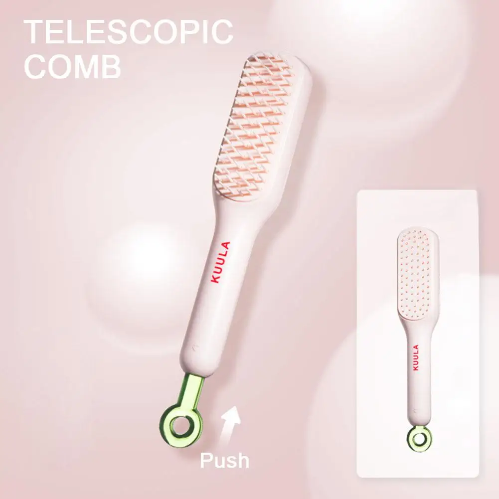 Retractable Comb Self-cleaning Hair Brush Anti-static Massage Comb For Women Smooth Hair Self Cleaning Hair Brush A4y0