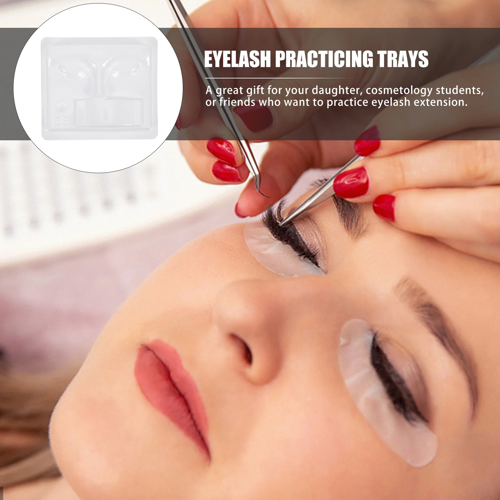 3 szt. Modeli do ćwiczeń przedłużania rzęs, kompaktowy uchwyt na rzęsy do salonów kosmetycznych i modeli twarzy do ćwiczeń.