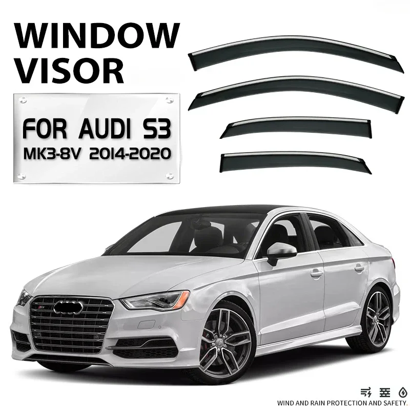 

Для Audi S3 2014-2020 аксессуары, боковые погоды, защита от атмосферных воздействий, дверной козырек, вентиляционные шторы, яркая полоса