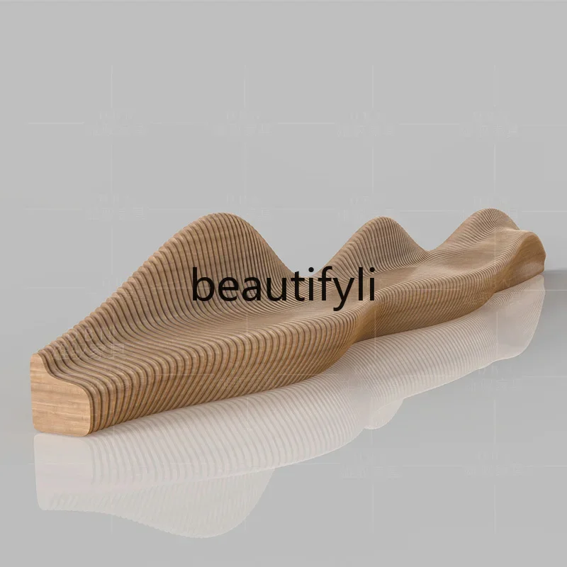 

Shopping mall creative wooden slice seat bench waiting chair creative personalized slice seat