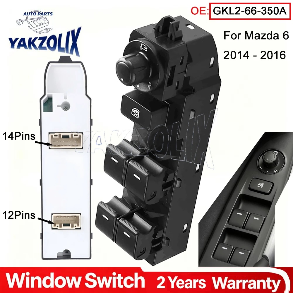 New Left Hand Driver For Mazda 6 2014 2015 2016 Power Window Control Master Switch Glass Lifter Button GKL2-66-350A GKL266350A