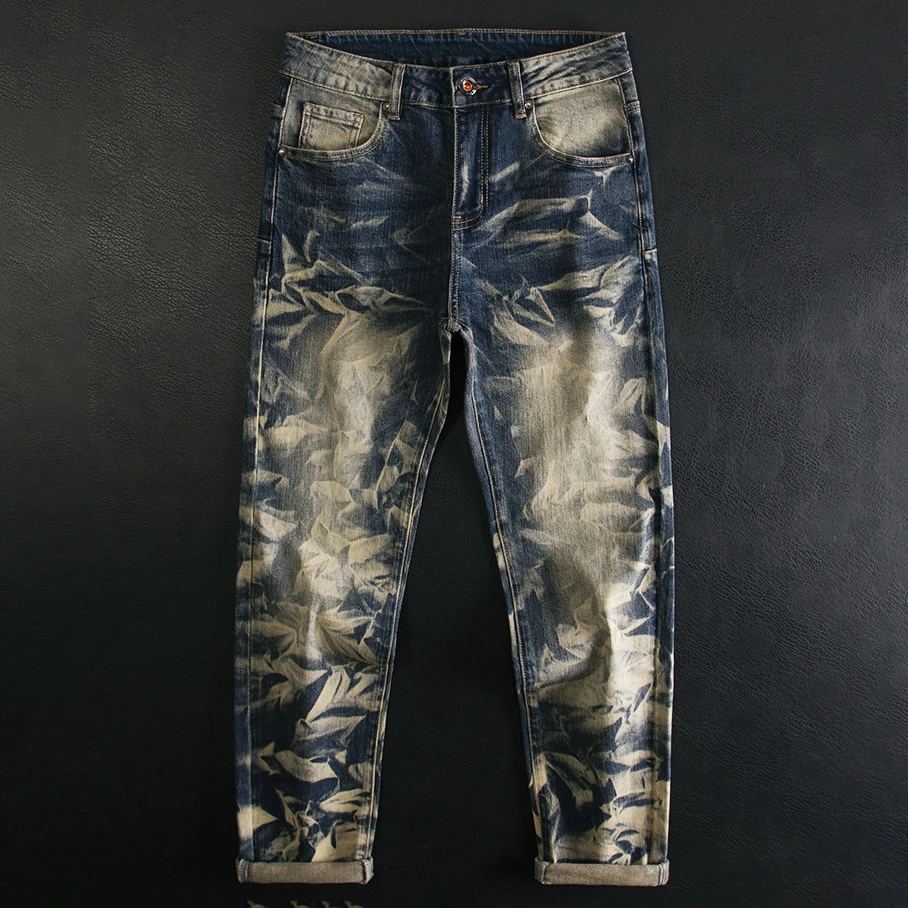 

Distressed Printed Jeans For Men Jean Homme Slim Straight Stretchy Fashionable Camouflage Trendy Street Style Moda Hombre 2026