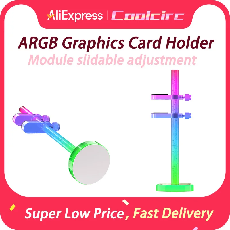 Coolcirc 5V 3Pin ARGB Graphics Card Holder Sync Height Adjustable Graphic Card GPU Support Graphic Card VGA Desktop PC Accessory