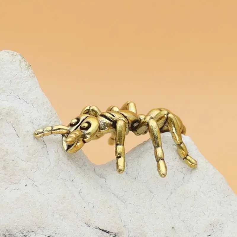 1Pcs Funny Ant Scorpion Crafts Solid Brass Insect Beetles Figurines Collection Desktop Small Ornament Home Decoration