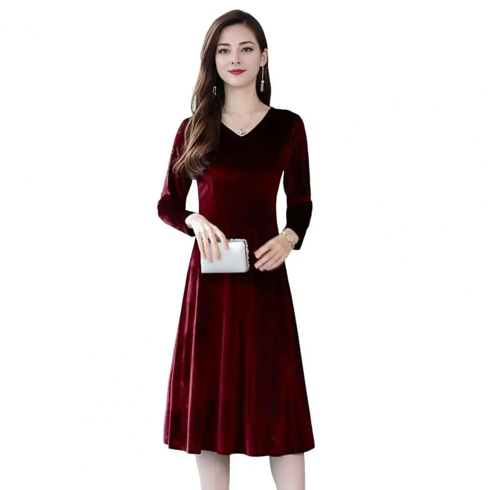 Women Dress Velvet Bridesmaid Dress for Winter Wedding Party A-line Formal Evening Gown vestidos largos