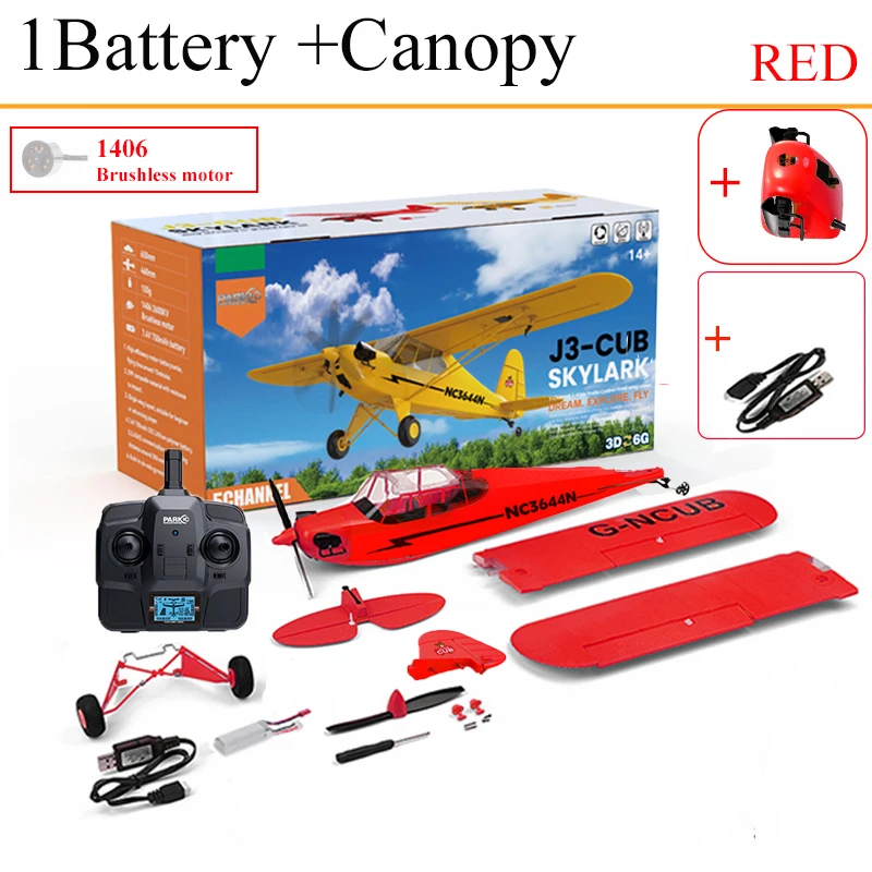 Parkten RC Plane RTF 2.4G Brushless Motor 3D/6G Remote Control Airplane Wltoys A160 Upgraded J3-CUB Yellow And RED Ready To Fly image 3