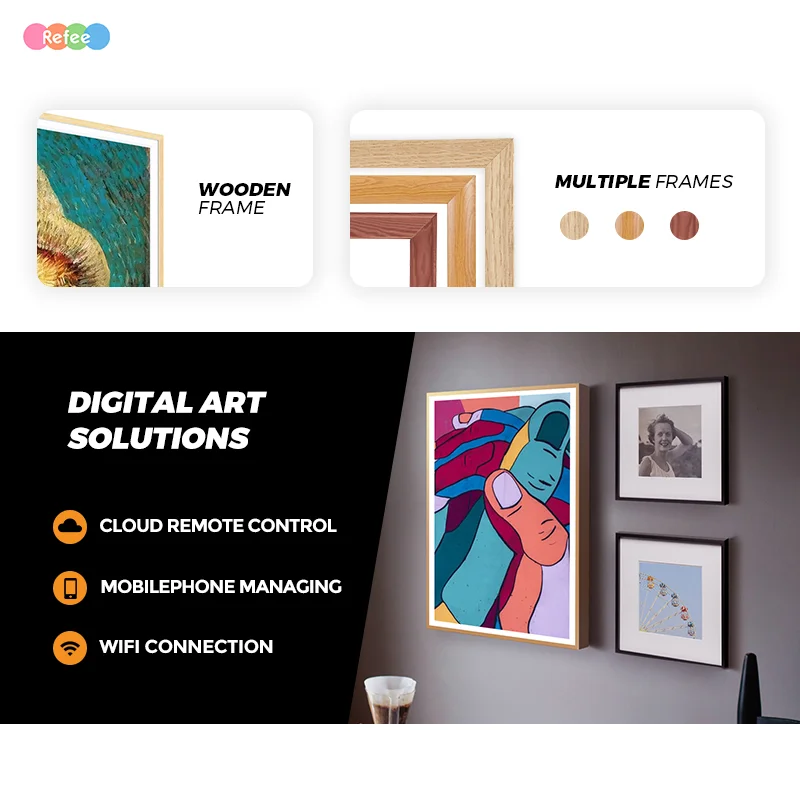 Digital Art Photo Frame WiFi Connection Screen LCD Display Metal Frame NFT AI Smart Features 1 Year Warranty