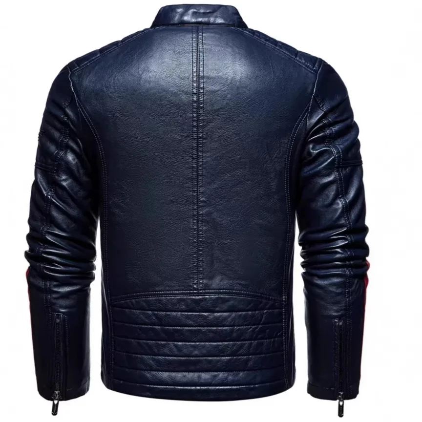 Picture 5: Comprehensive Training Men's Embroidered PU Jacket Windproof Cotton Jacket Men's Racing Clothes, Locomotive Leather Jacket Men