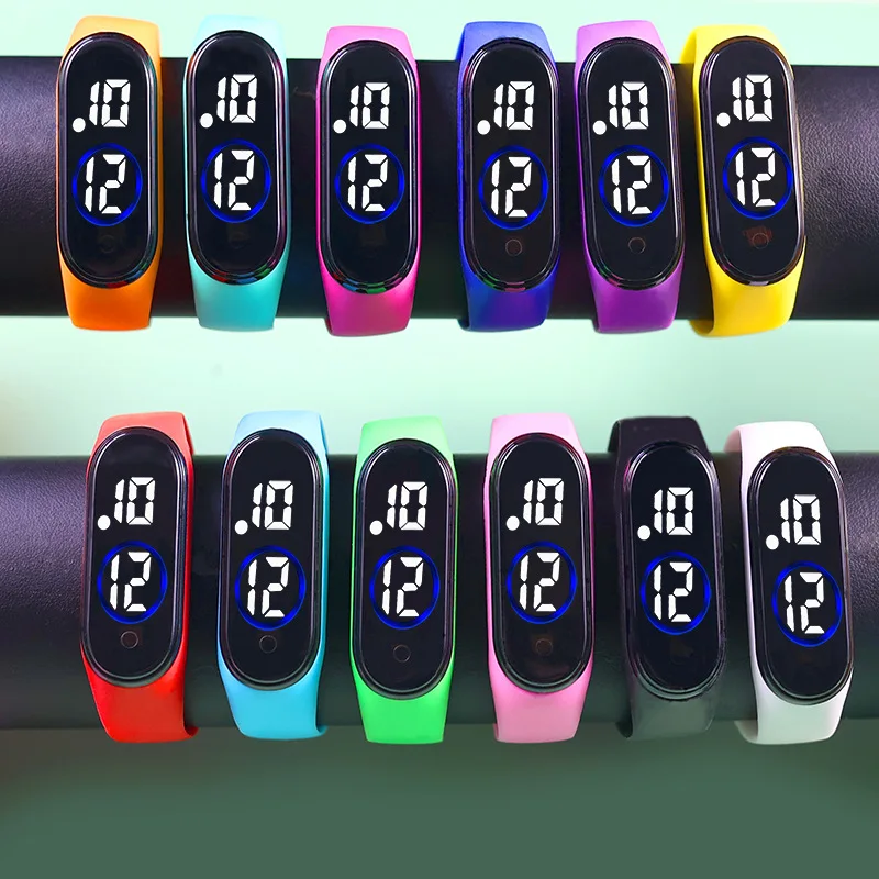 50pcs/lot Children Watch Birthday Gift For Boy Girl Smart LED Digital Cartoon Kids Watch Bracelet Wristwatch