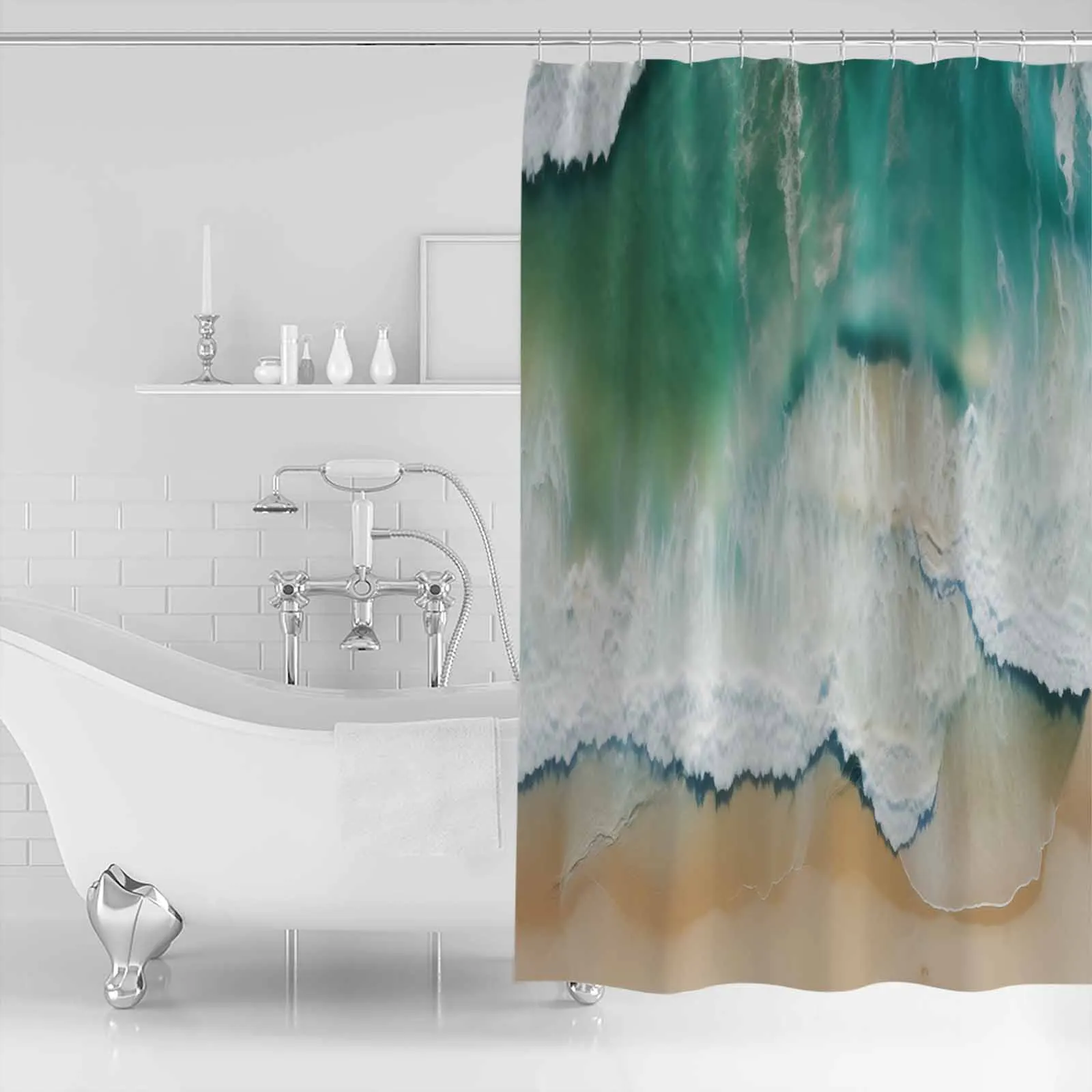 

Шторы для душа с изображением океана и пляжа, водонепроницаемые занавески для ванной, современный роскошный домашний декор