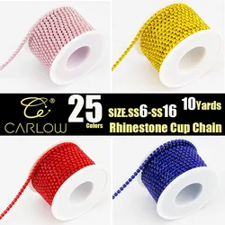 CARLOW AAA Grade SS6-SS16(2mm-4mm) przezroczysty kryształ AB gęsty kubek z kryształem górskim łańcuch Sliver/złoty pazur Strass łańcuszek z kryształów górskich