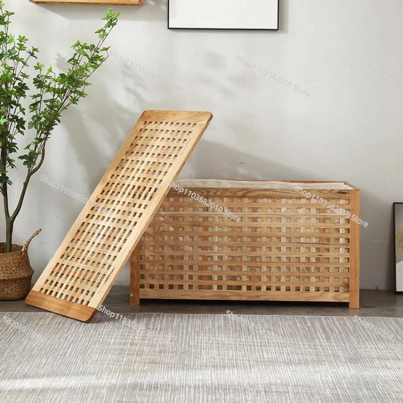 Solid Wood Mesh Covered Storage Basket, Multi-Specification Toy & Clothing Sorting Storage Box
