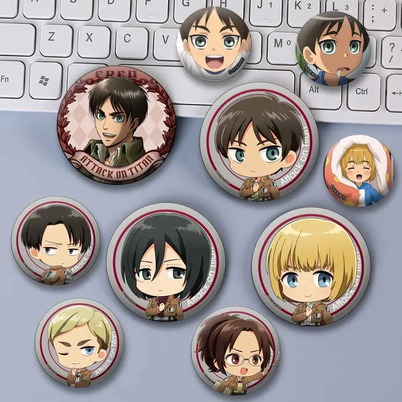 Attack on Titan Chibi Anime Badge Annie Leonhart Reiner Braun Historia Reiss Cartoon Character Brooch Button Pins for Bag Gifts