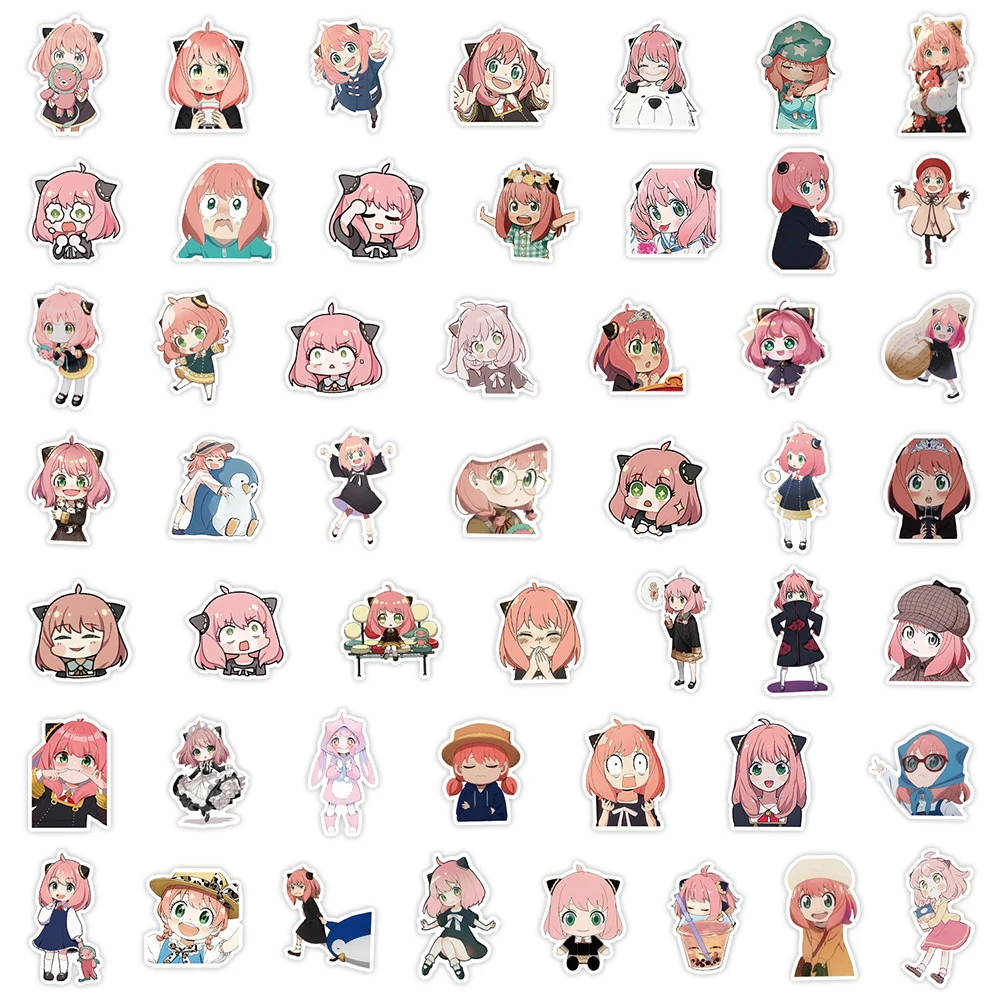 50pcs SPY×FAMILY Anime Stickers for Kid Cute Graffiti Phone Case Laptop Stationery Waterproof Kawaii Cartoon Sticker Pack