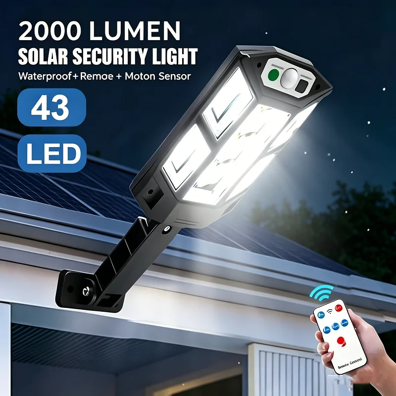 Lámpara Solar de Última Generación, Potente Lámpara Solar para Exteriores con Sensor de Movimiento, 3 Modos, Impermeable IP65, Linterna Solar para Jardín, Calle y Patio