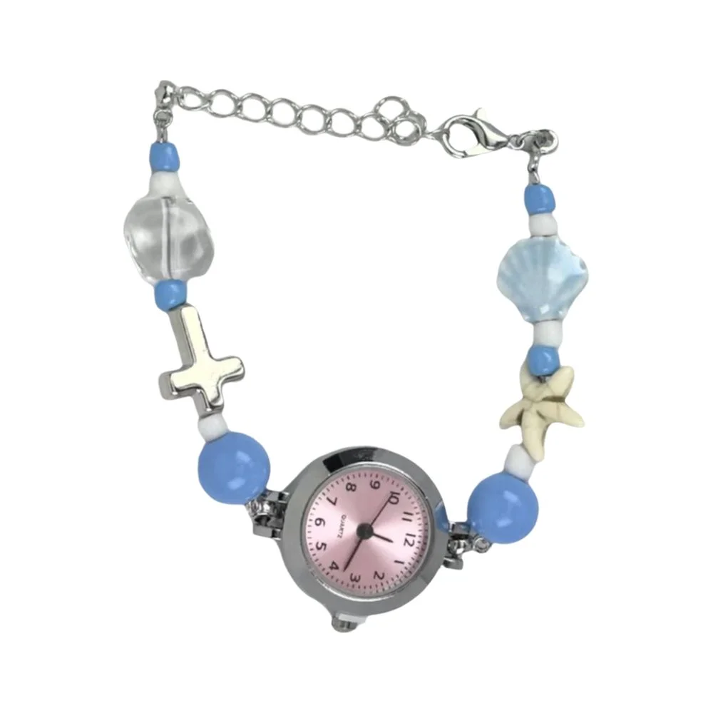 New Starfish Shell Bracelet Watch Dopamine Beaded Ceramic Beaded Bracelet Watch Pendant Adjustable Quartz Watch Gift