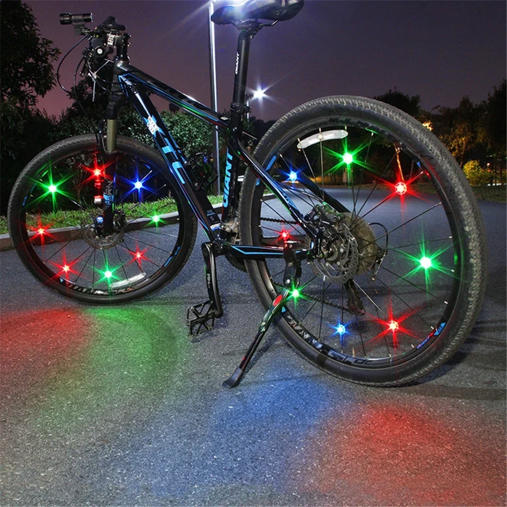 1pc Bicycle Front Light LED Head Front Rear Wheel Bike Spoke Light Waterproof Cycling Bike Lamp with Battery Bicycle Accessories