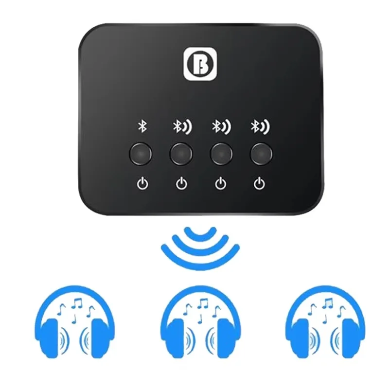 B04C-Audio Spliter For 3Pcs Wireless Earphone Working Together Wireless Stereo Audio Sharing Switcher