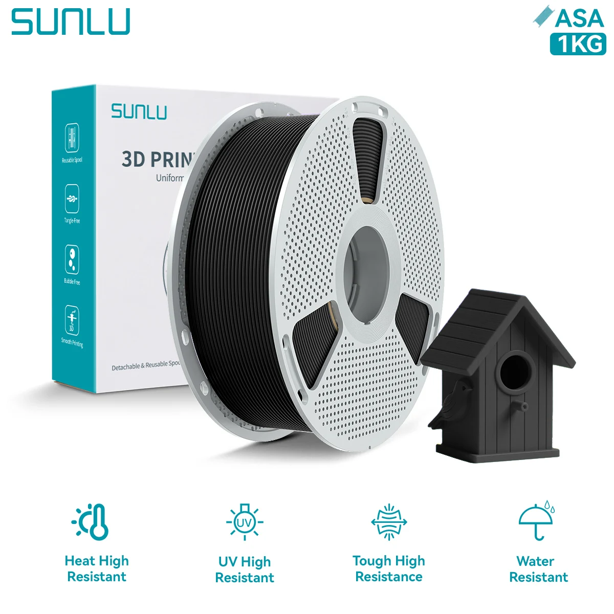 SUNLU ASA خيوط طابعة ثلاثية الأبعاد 1.75 مللي متر UV مقاومة درجات الحرارة العالية مانعة لتسرب الماء خيوط ASA في الهواء الطلق لمعظم طابعة FDM ثلاثية الأبعاد شحن سريع #2