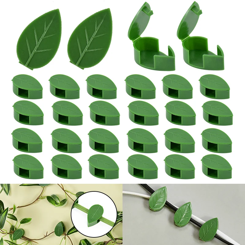 

10Pcs Invisible Plant Climbing Wall Fixture Rattan Vine Bracket Fixed Buckle Green Leaf Clips Traction Holder Home Garden Decor