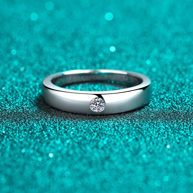Moissanite Ring  S925 Sterling Silver Moissanite Couple Band, Universal Fit Unisex Finger Ring