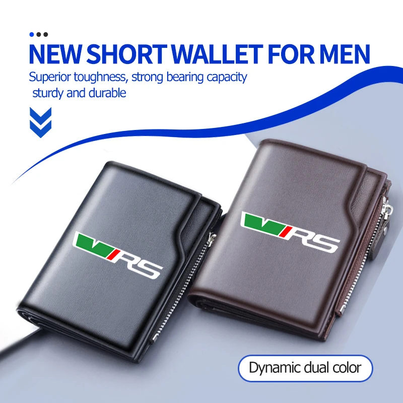 Bolso de mano para hombre, cartera de cuero con cremallera, tarjetero, monedero para Skoda Superb MK3 Derivative VisionS Yeti Scala Enyaq-iV