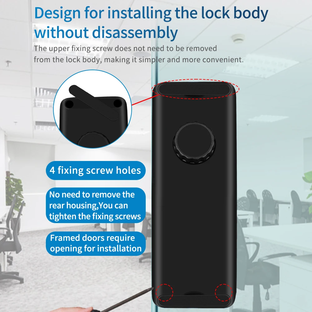 WIFI Tuya 3D Face Smart Lock for Glass Door with Camera Fingerprint Face Recognize Card Password Biometric Key App Unlock