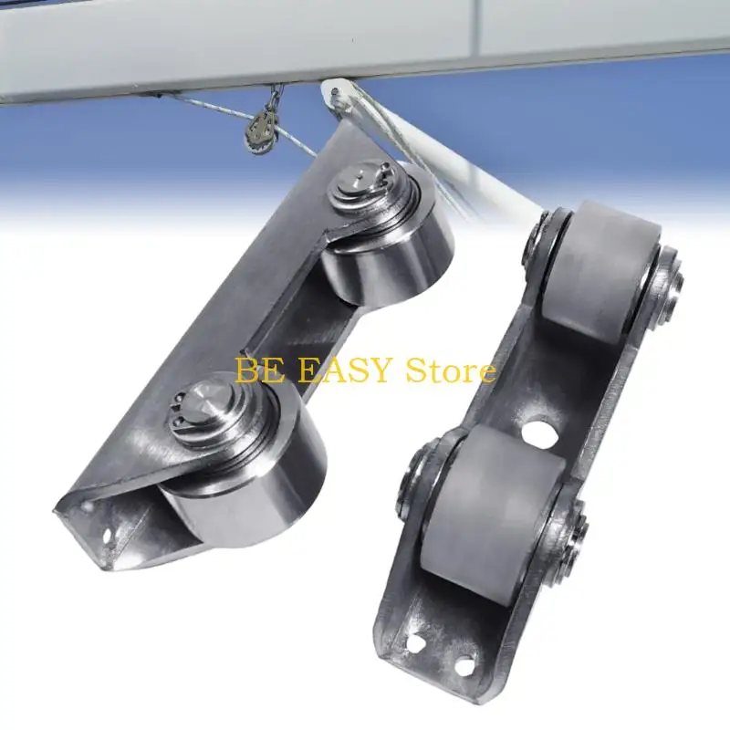 E28F Pulley Assembly with Two Grooved Rollers, Metal Mounting Frame and Top Mounting Holes for Sliding-Door Hardware Tasks