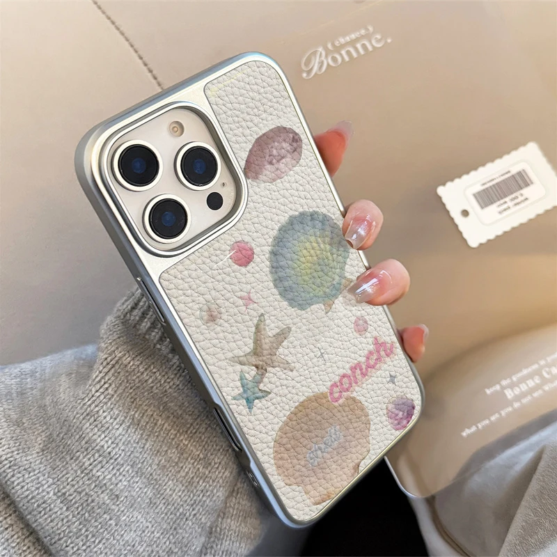 LUCKY Ocean leather texture Phone Case For iPhone11/12/13/14/15/16/35 Pro Max AIR PLUS