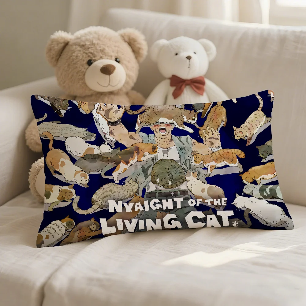 

Anime Nyaight of the Living Cat Pillow Case Suitable For All Seasons Home Cushion Cover Suitable For Livingroom Bedroom Sofa