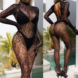 Women's Transparent Panties 2024 New Xxx Fishnet Crotchless Catsuit Bodysuit Babydoll Stockings Uniform Teddies Underwear Set