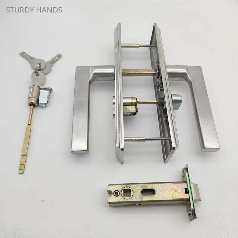 Maçanetas de Porta de Madeira com Chaves Alike com Chave Quarto de Banheiro Acessórios de Hardware Conjunto Aço Inoxidável